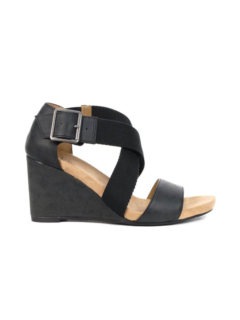 LifeStride Hayden Wedge Sandals Women's Size 8.5 Black Strappy Summer Casual